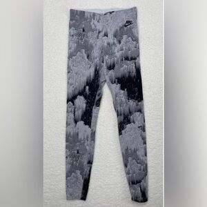NIKE Power Mesh Leggings Small DRI-FIT Gray Black Women's Yoga Activewear